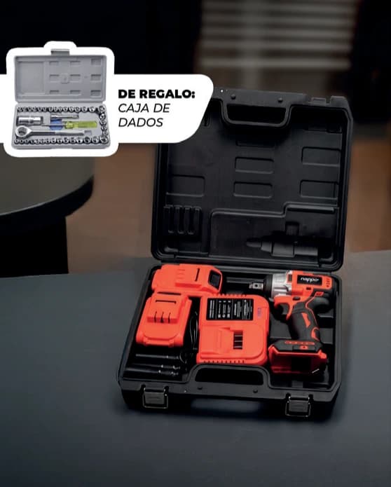 COMBO TALLER NAPPO: LLAVE DE IMPACTO INALÁMBRICA NHTI-244 + KIT CAJA DE DADOS 40 PCS NHK-047 1