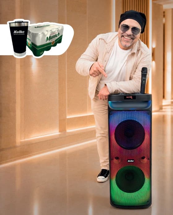 COMBO PARLANTE INALÁMBRICO ACUSTIC 10" X 2 KPB-632 - DE REGALO: VASO TÉRMICO KOLKE + PACK CERVEZA 1
