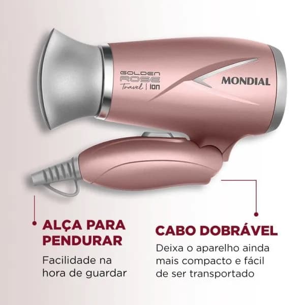 SECADOR DE CABELOS VIAJE GOLDEN ROSE TRAVEL2