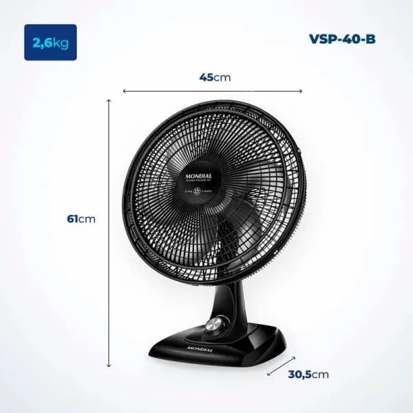 VENTILADOR MESA 40CM - BLACK SUPER POWER 40-2