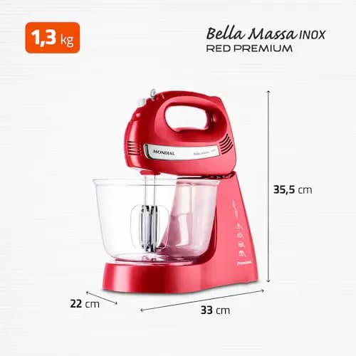 BATIDORA BELLA MASSA CLARAS 500W 4 VELOCIDADES 2 BOLS5