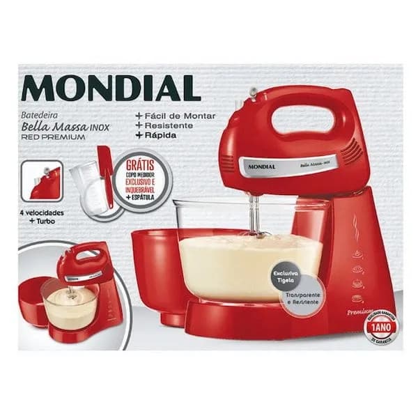 BATIDORA BELLA MASSA CLARAS 500W 4 VELOCIDADES 2 BOLS3