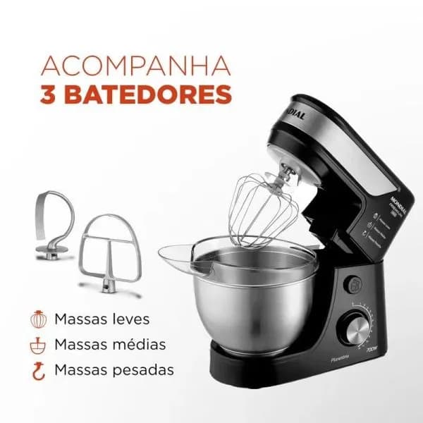 BATIDORA PLANETARIA 700W PREMIUM INOX - 2 BOLS3