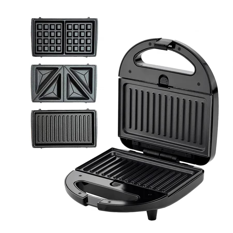 SANDWICHERA, GRILL Y WAFLERA NAPPO NEG-195 3 EN 1 2