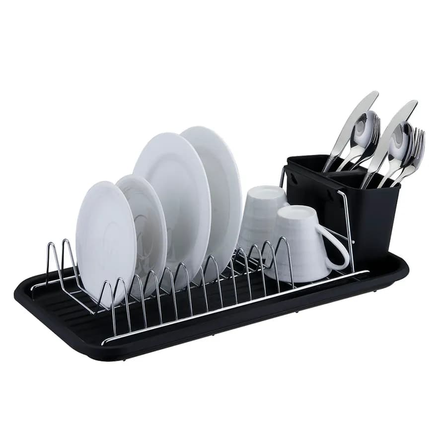 ESCURRIDOR A.CROM. C/BANDEJA Y CUB.  NEGRO. 44X24X12CM 1