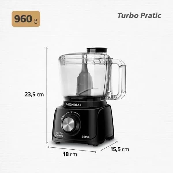 MINI PROCESADOR DE ALIMENTOS TURBO PRATIC 300W MP-16-B 4
