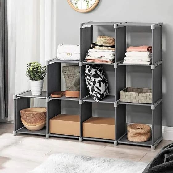 BIBLIOTECA DECOTEAM 9 CUBOS GRIS OSCURO DME-042 2