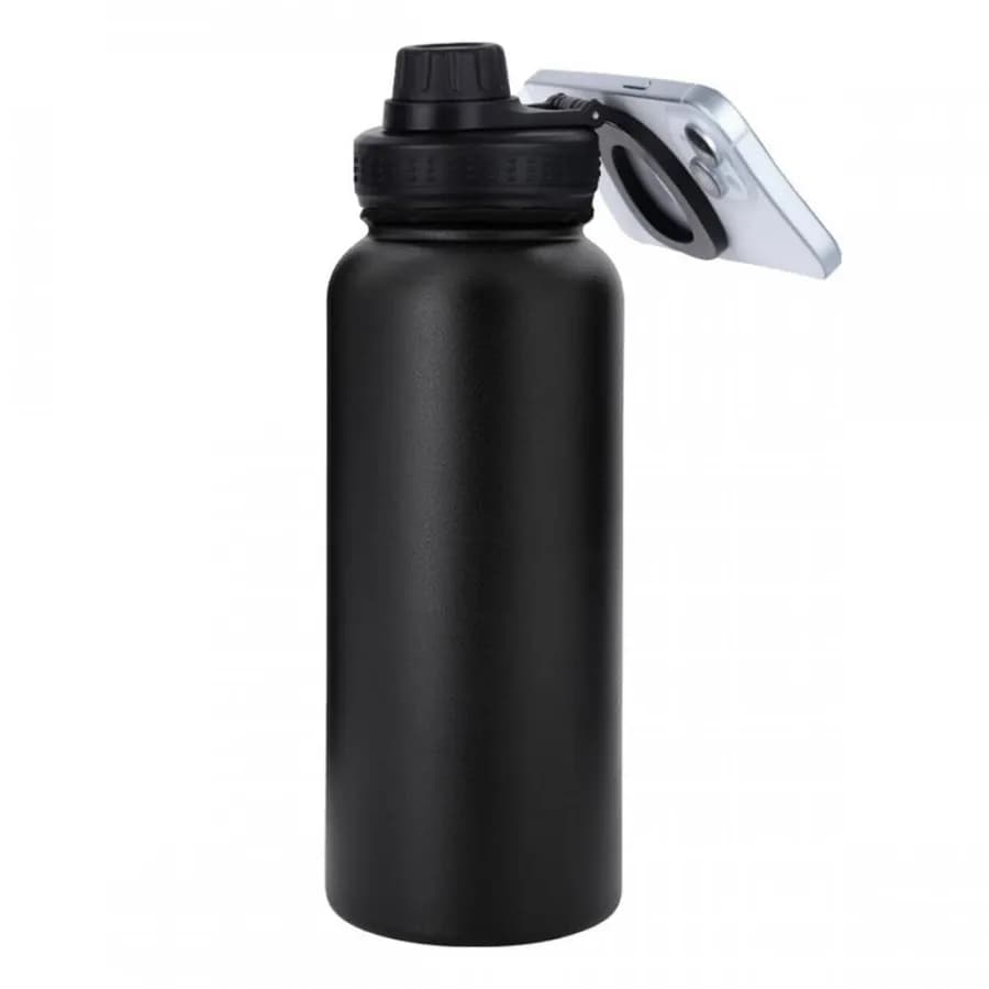 BOTELLA CON IMAN P/CELULAR TERMICA 960ML NEGRO 1