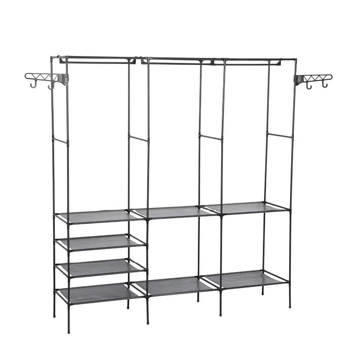 ROPERO ABIERTO METALICO CON PERCHERO DECOTEAM TRIPLE DDR-045 NEGRO 1
