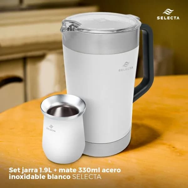 600__600__ca8495-Set_jarra_1.9L_+_mate_330ml_acero_inoxidable_blanco_SELECTA
