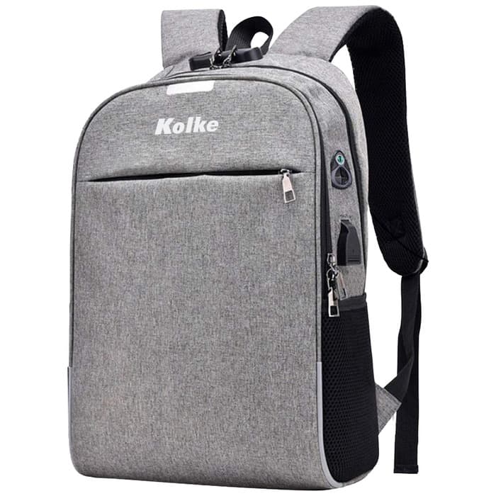MOCHILA ANTI-ROBO CITY CON CANDADO KVM-339 GR CLARO