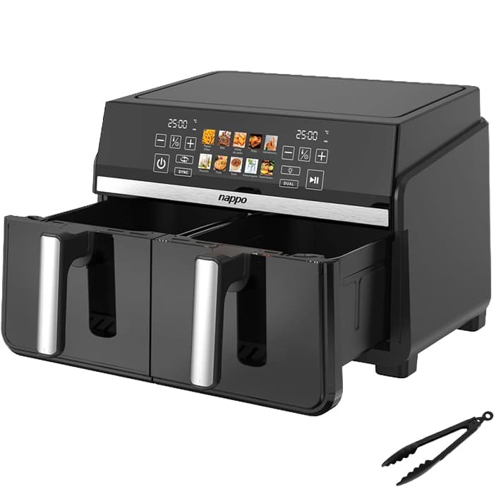 FREIDORA SIN ACEITE DIGITAL NAPPO DOBLE DUAL FRY 10L CON VISOR NEF-323 3