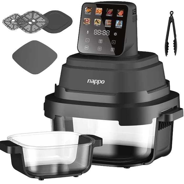 FREIDORA DIGITAL SIN ACEITE DE VIDRIO 4L NAPPO NEF-349 2