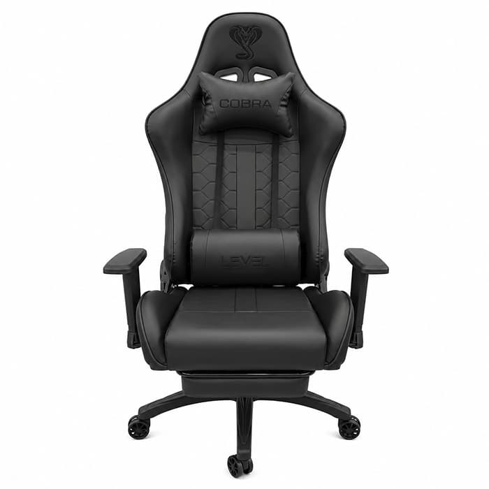 SILLA GAMER COBRA LEVEL NEGRA CON APOYA PIE