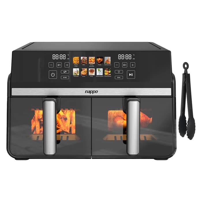 FREIDORA SIN ACEITE DIGITAL NAPPO DOBLE DUAL FRY 10L CON VISOR NEF-323 1