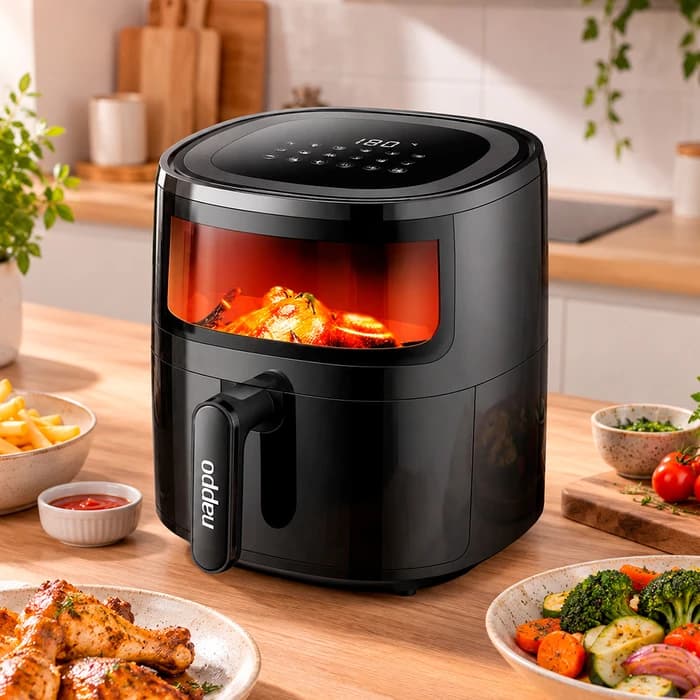 FREIDORA DIGITAL NAPPO SIN ACEITE 5,7L NEF-129 C/VISOR BK 4