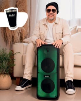 PARLANTE INALAMBRICO KOLKE DOBLE 8" VIBES KPB-702 - DE REGALO: VASO TÉRMICO KOLKE 1