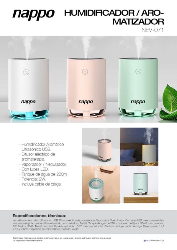 HUMIDIFICADOR NAPPO NEV-071 VERDE - Imagen 3