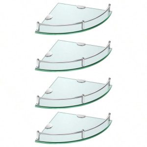 SET DE 4 ESTANTES ESQUINEROS DE VIDRIO DECOTEAM DBE-040