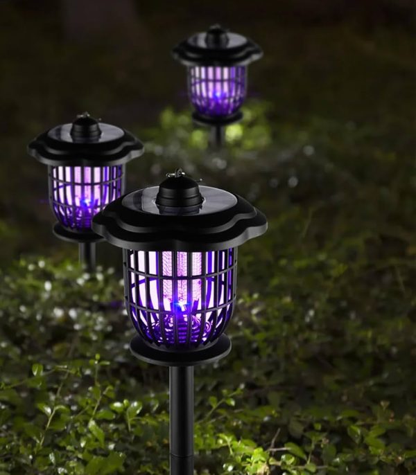 LAMPARA LED ANTIMOSQUITOS P/JARDIN, SOLAR + CARGA USB, 1200mAh, 5W, 13*16CM