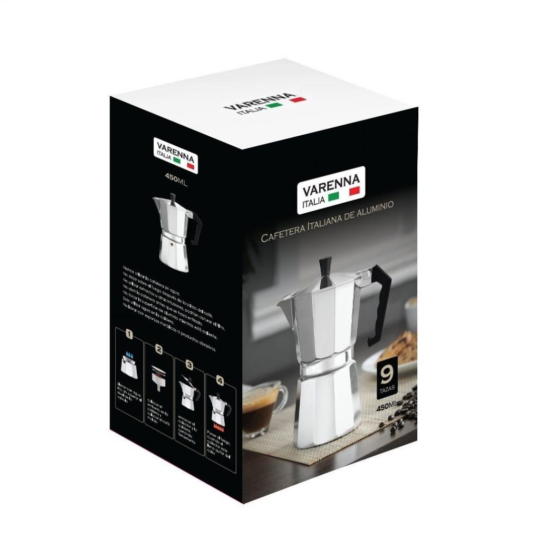 CAFETERA ITALIANA ALUMINIO 450ML 9T PLATA VARENNA - Imagen 2