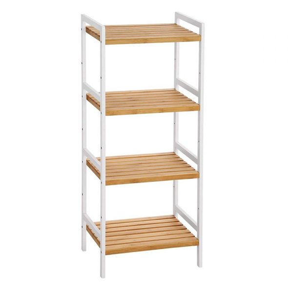 ESTANTERIA 4 TABLAS 32X32X108 CM BAMBOO CON BLANCO
