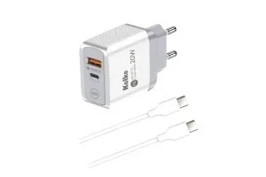 CARGADOR RAPIDO DE PARED KOLKE USB PD + QC 3.0 BLANCO KCR-2706