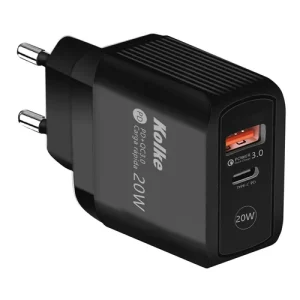 CARGADOR RAPIDO DE PARED KOLKE USB PD + QC 3.0 KCR-2576 NEGRO
