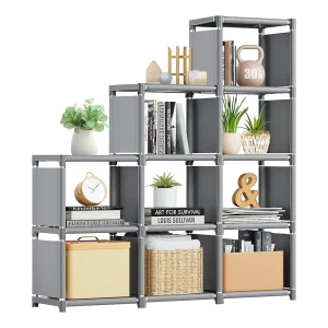 BIBLIOTECA DECOTEAM 9 CUBOS GRIS OSCURO DME-042