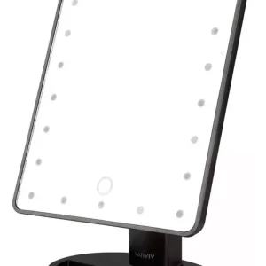 ESPEJO PARA MAQUILLAJE NEGRO CON LUZ LED