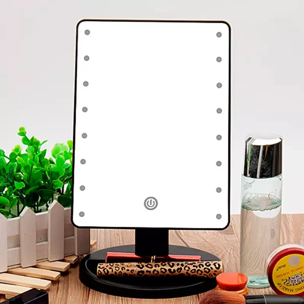 ESPEJO PARA MAQUILLAJE NEGRO CON LUZ LED - Imagen 2