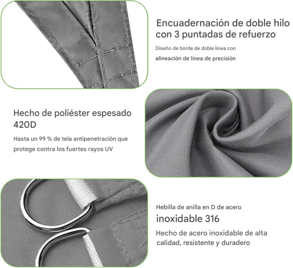 TOLDO VELA 4X4X4 MTS - Imagen 4