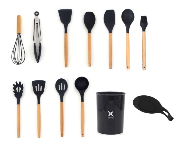 SET UTENSILIOS DE COCINA CROIX X13 PCS NEGRO