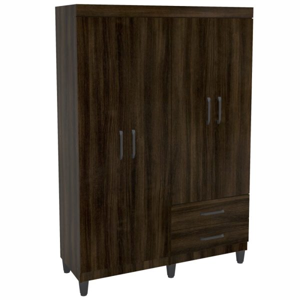 ROPERO POLITORNO ANHEMBI 4 PUERTAS 2 CAJONES REF: 200071 MARRON OSCURO
