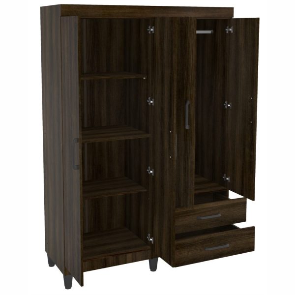 ROPERO POLITORNO ANHEMBI 4 PUERTAS 2 CAJONES REF: 200071 MARRON OSCURO - Imagen 2