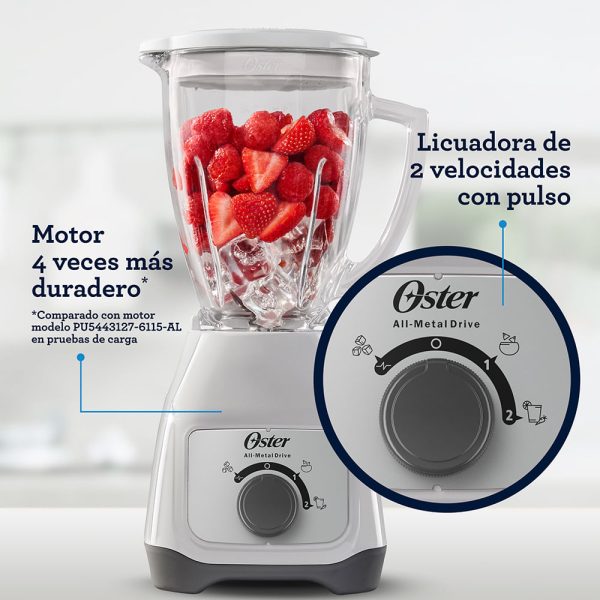 LICUADORA OSTER 1.5 LTS 2 VEL J.VIDRIO BLSTKAG-WRD-053 BLANCO - Imagen 2