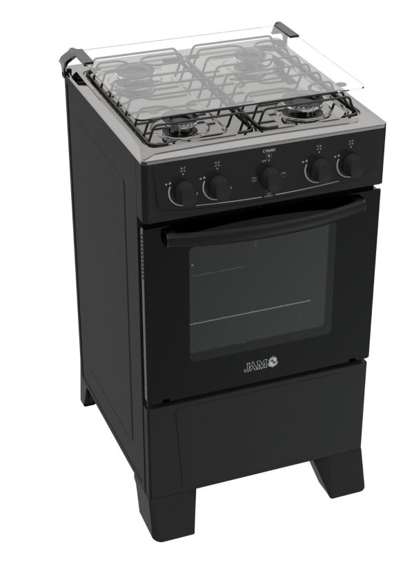 COCINA A GAS JAM COMBI 4H CON HORNO ELECTRICO NEGRO - Imagen 2
