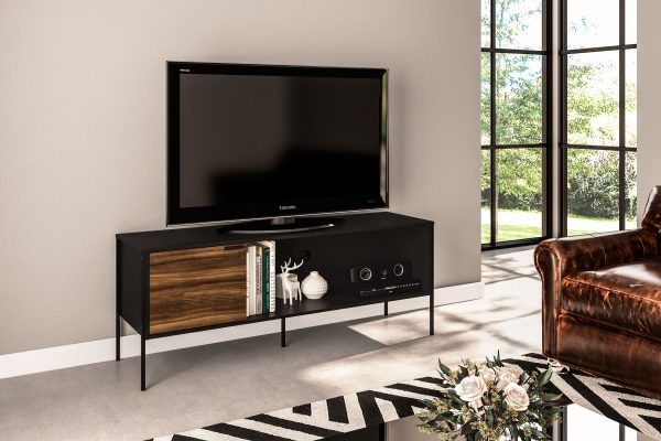 RACK MAIORCA POLITORNO 155CM NEGRO / NEW AVELLANA 180105