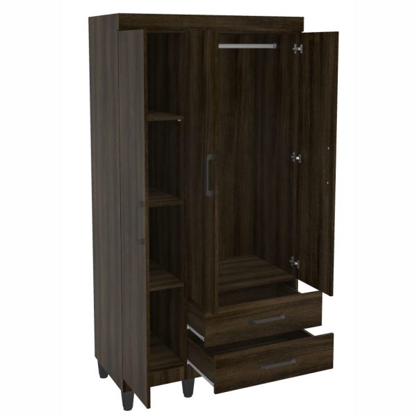 ROPERO POLITORNO ANHEMBI 3 PUERTAS 2 CAJONES 200070 - MARRON OSCURO - Imagen 4