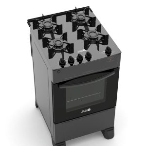 COCINA A GAS JAM EVA TOP GLASS 4HB NEGRO CON LUZ EN EL HORNO