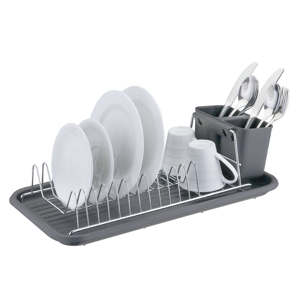 ESCURRIDOR A.CROM. C/BANDEJA Y CUB. GRIS. 44X24X12