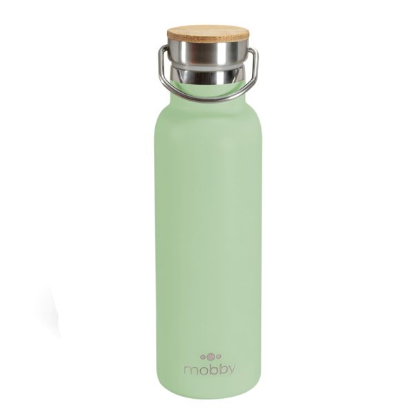 BOTELLA A.INOX 450ML D/PARED VER TAPA BAMBOO MOBBY