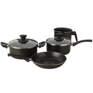 SET DE COOCION 4 PIEZAS - GOURMET SARTEN 24/ HERVIDOR 12/ OLLA 18/ CACEROLA 22