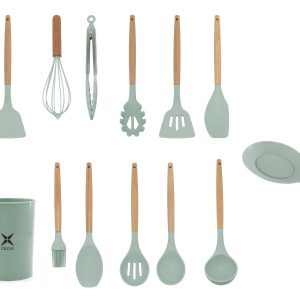 SET UTENSILIOS DE COCINA CROIX X13 PCS VERDE AGUA