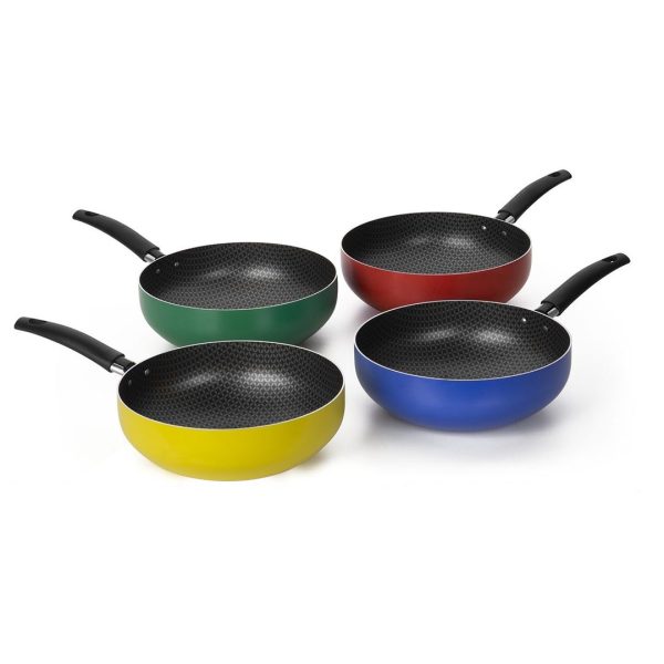WOK SARTEN 28 COLOR POP C/4 PIEZAS EN COLORES SURTIDOS