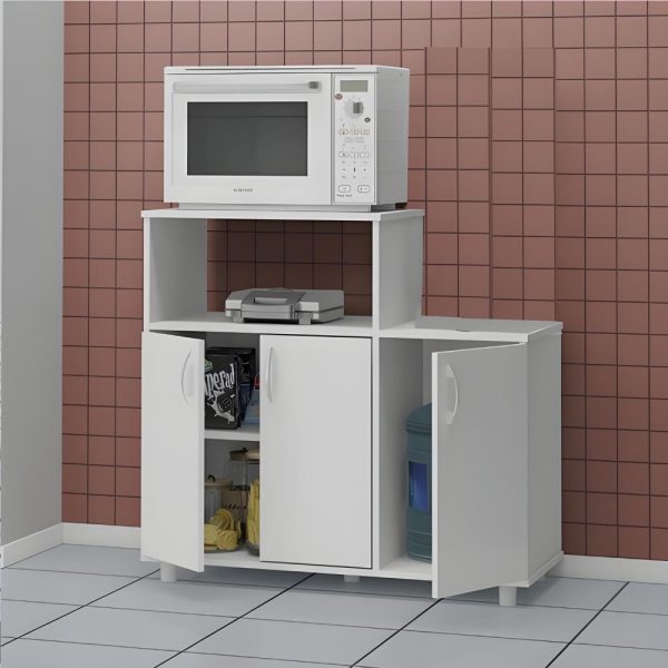 MUEBLE POLITONO P/ HORNO MICROONDAS Y BEBEDERO DOBLE JUNDIAI 3218 BLANCO - Imagen 2