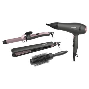KIT 4 EN 1 PERFECTION: SECADOR, PLANCHITA, BUCLERA Y CEPILLO NAPPO NPK-271