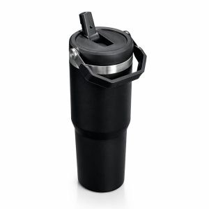 MUG TERMICO C/PICO 900ML ACERO NEGRO