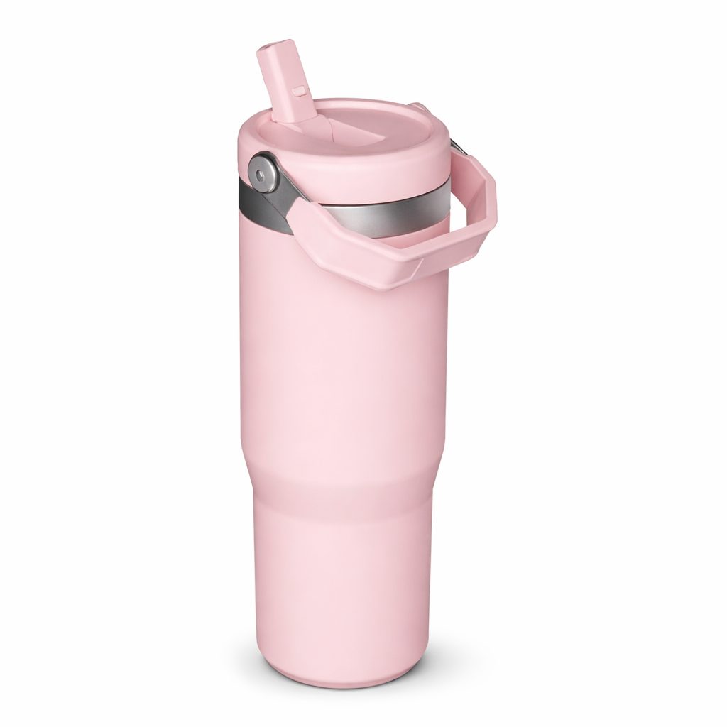 MUG TERMICO C/PICO 900ML ACERO ROSA
