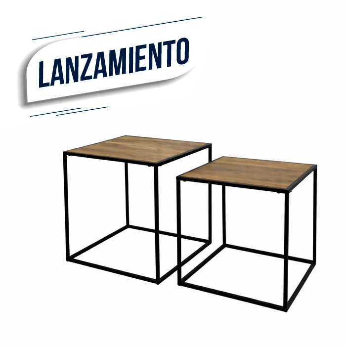 SET 2 MESAS AUX 37X37X40.5/33X33X35.5CM MADERA